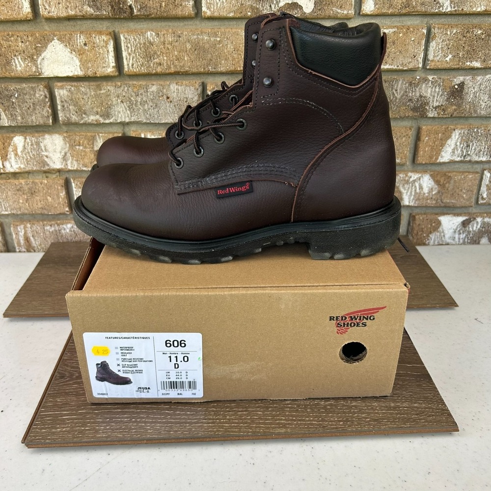 Red Wing 606 Supersole 2.0 6in Soft Toe Brown Leather Work Boots Mens 11D USA